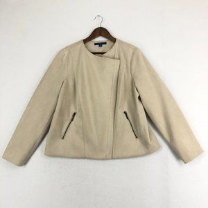 Apt. 9 Women's Size X-Large Beige Faux Suede Long Sleeve Asymmetrical Zip Jacket